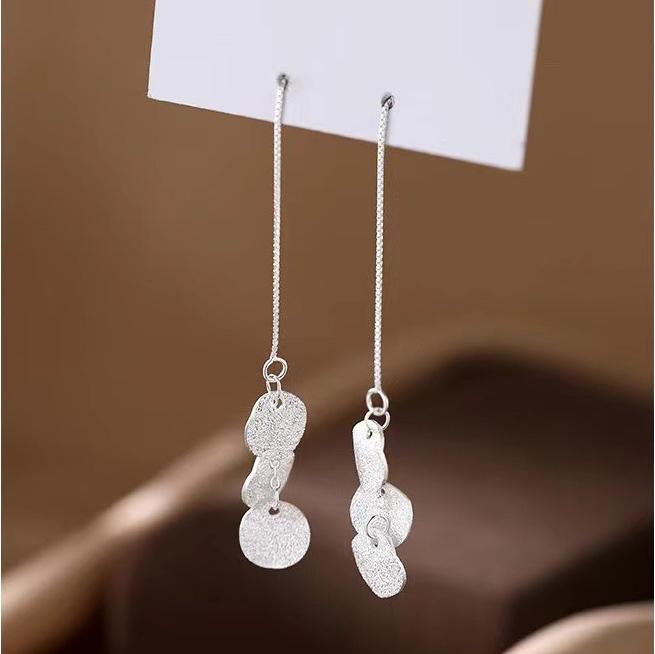 

New Trendy Frosted Round Piece Long Earrings for Women Girls Charm Super Fairy Long Tassel Earrings Banquet Jewelry Accessories