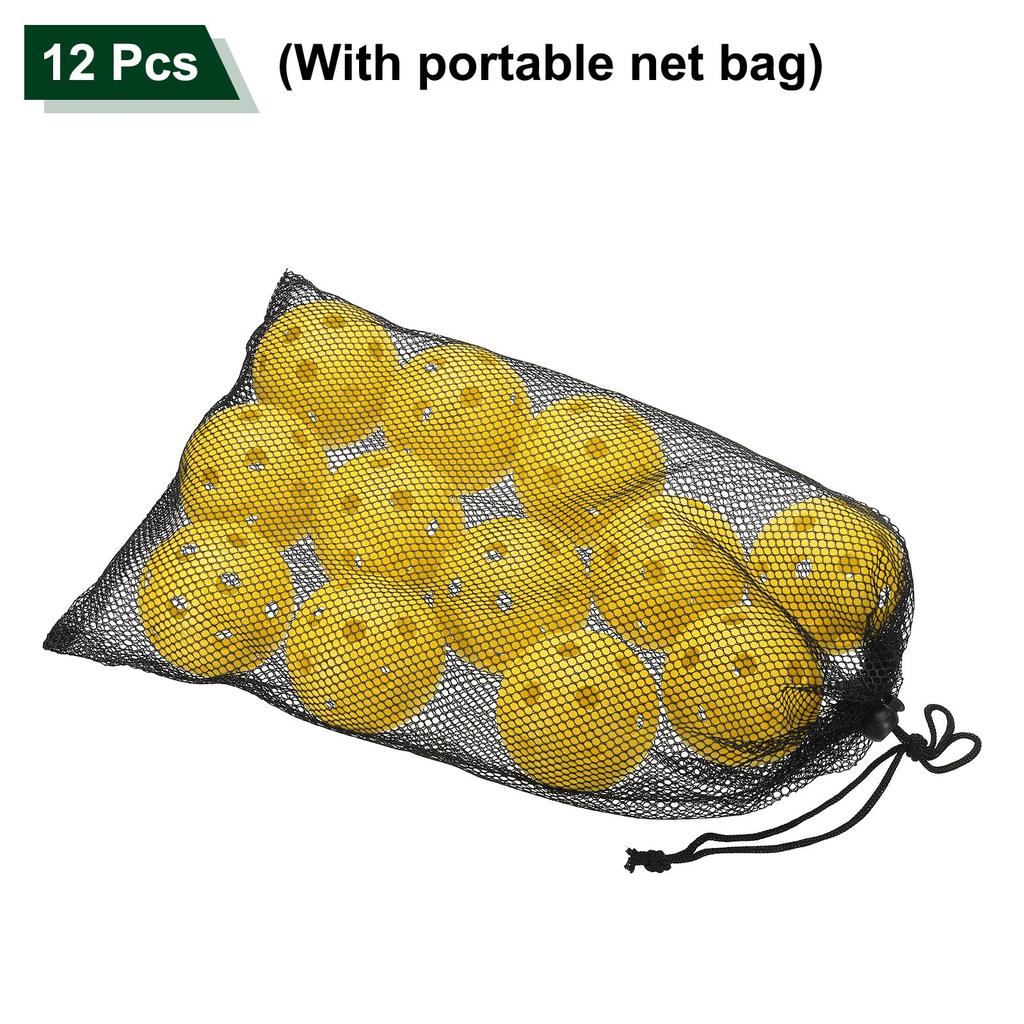PATIKIL Outdoor Pickleball Balls 26 Holes Pickleball 12 Pack Yellow for Amateur Indoor and Outdoor Sports