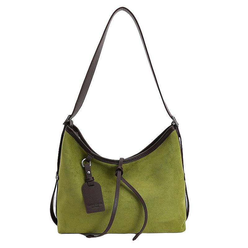 Fashion contrasting color suede strap design 2025 new handbag bag women's high-end tote bag single shoulder