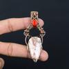 Rhodochrosite, Coral Gemstone Pure Copper Wire Wrapped Handmade Pendant Jewelry