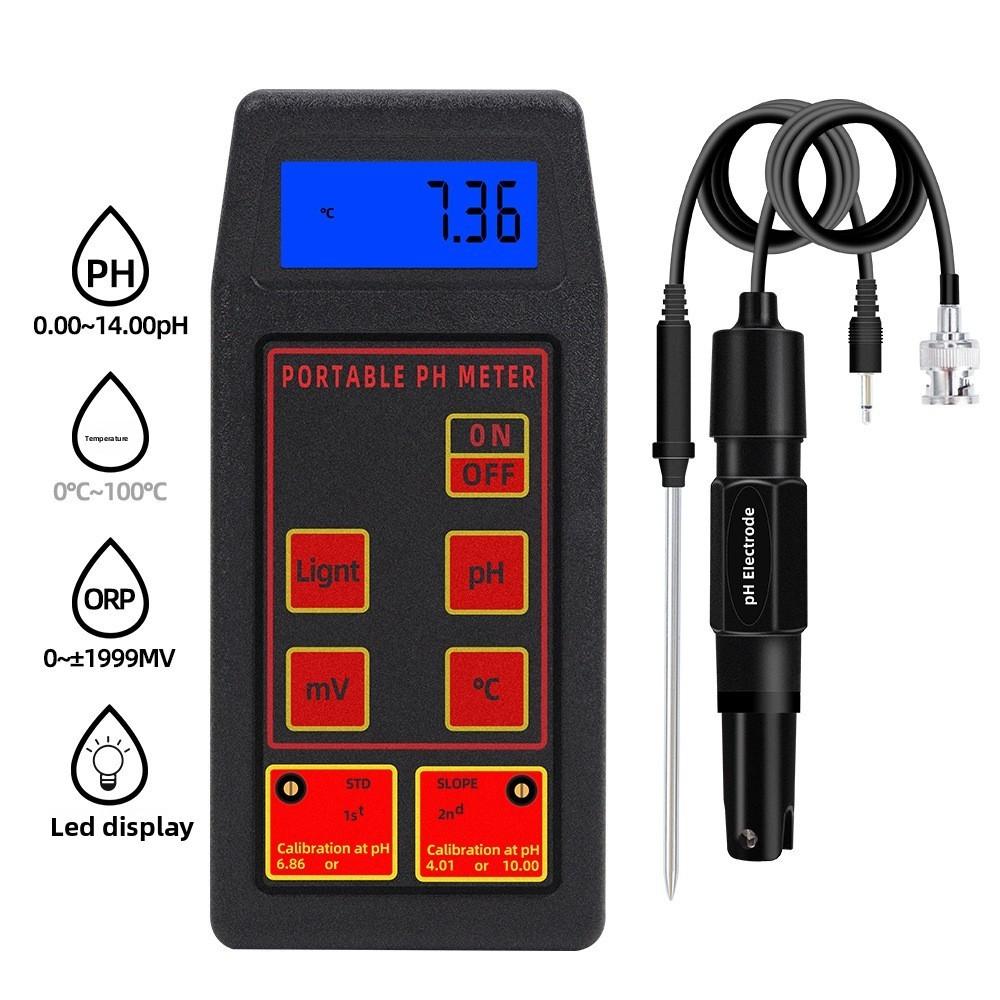 3-in-1 PH/mV/Temp Meter + Replaceable PH & ORP Electrodes PH-8424 Acidity Meter Portable Detector Waterproof PH Temperature Meter