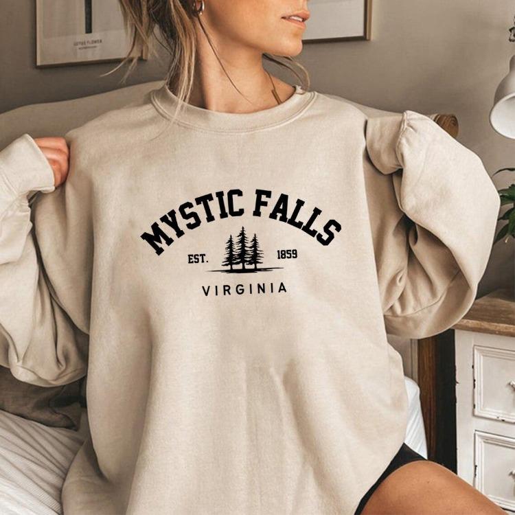 Unisex Mikina Salvatores Teplá Pohodlná Mikina s Kulatým Výstřihem Ležérní Pulovr s Dlouhým Rukávem Svetr Mystic Falls Virginia