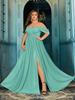 Vestido Formal de Dama de Honor Talla Grande Hombros Descubiertos con Abertura