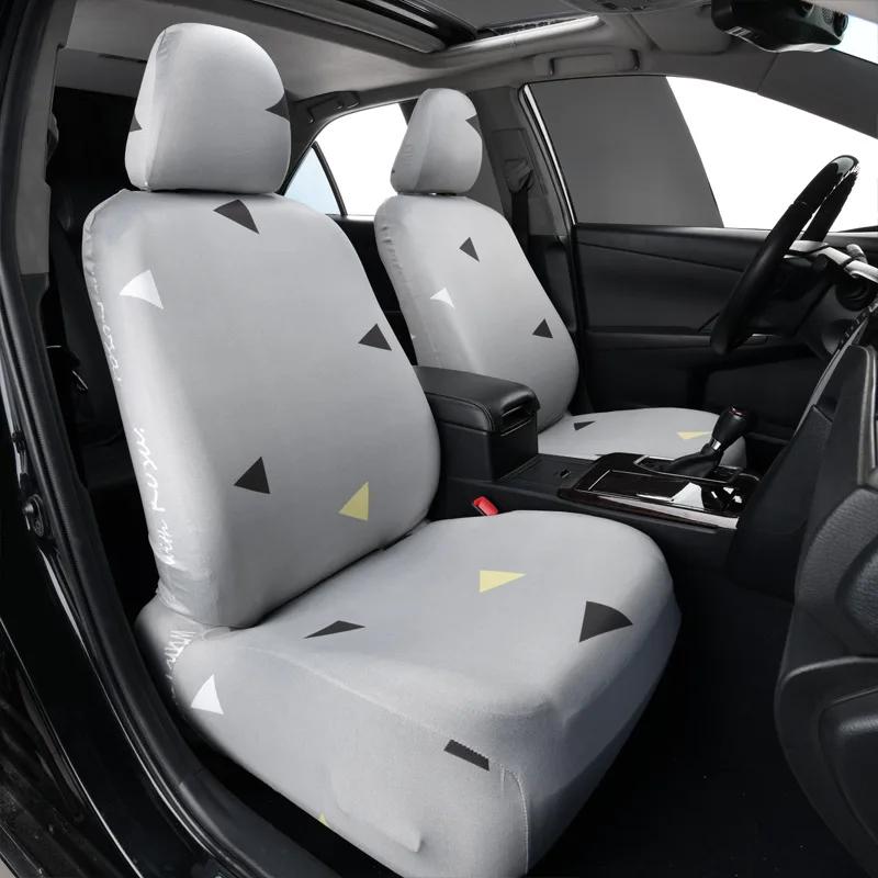 Universele Elastische Éénstuk Auto Stoelhoes Beschermer Kussen Voor Bestuurders- en Passagiersstoelen Voorin Alle Seizoenen A front row cover