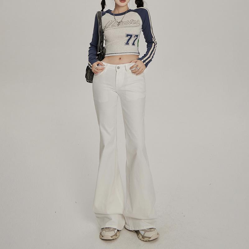 Spicy Girl Low-Waist Black Micro-Flare Jeans for Women - Spring/Autumn 2025 Slim-Fit Wide-Leg Versatile Pants