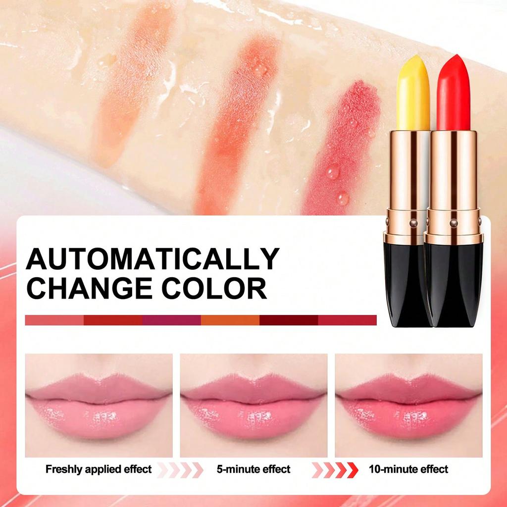 1pc Color-Changing Lip Balm, Moisturizing Lip Gloss, Lip Care, Carrot/Cherry Scent, Moisturizing, Lo