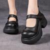 Fashion GKTINOO Retro Thick Soled Pumps Genuine Leather Wedges Shoes 2025 New Round Toe Versatile Women's Platform Shoes