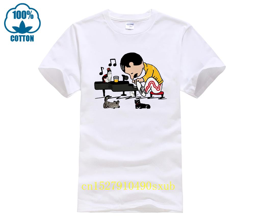 hot man t-shirt Freddie Mercury playing piano with cat shirt woman shirt
