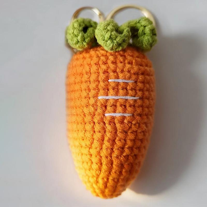 Cute Fruit Series Crochet Keychain Handmaking Knitted Strawberry Keyrings Cute Cherry Keyrings For Bag Pendant Custom Accessory