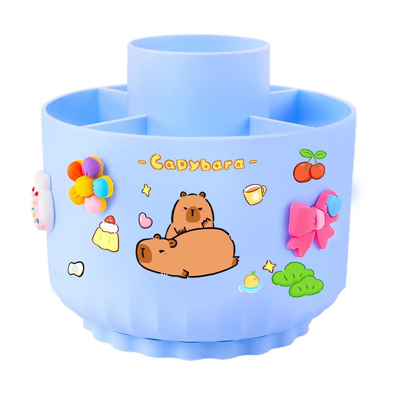 Rotating 5-Grid Pen Holder: Large Capacity Stationery Organizer for Primary School Students