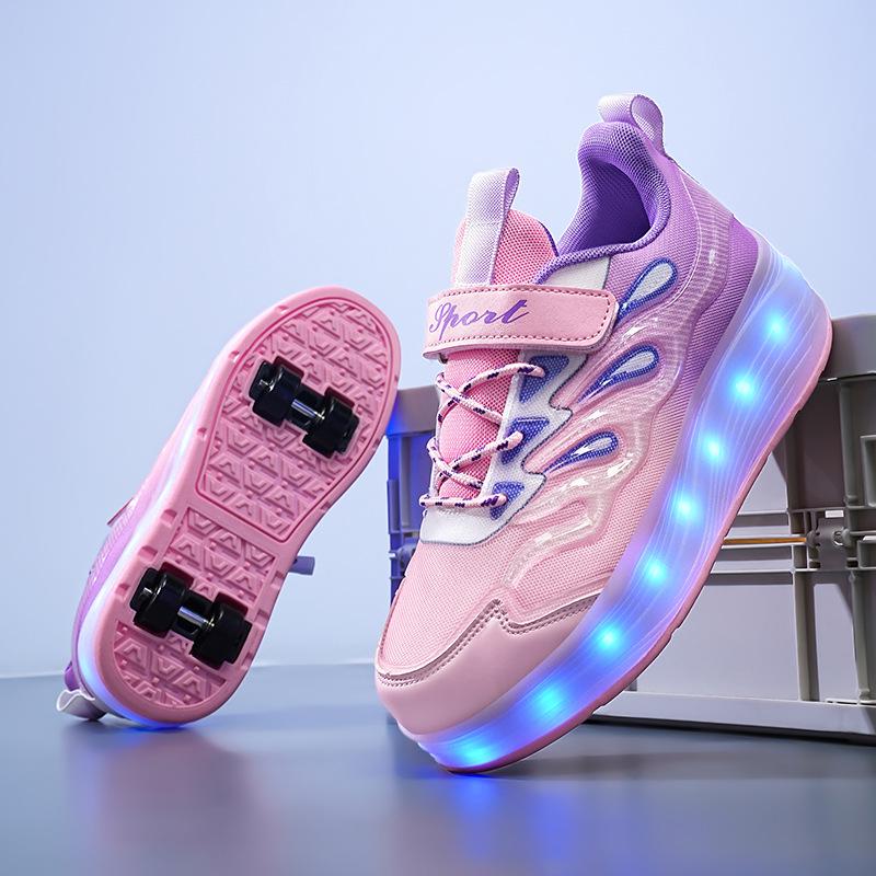 Wiederaufladbare LED-Leucht-Rollschuhe und Rollschuhe für Kinder und Erwachsene 40