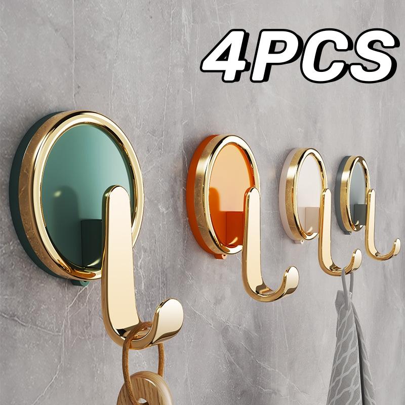 

4pcs Light Luxury Hooks Strong Traceless No Punching Coat Hook Multifunctional Coat Hook Adhesive Hook Bathroom Accessories 4pcs серый