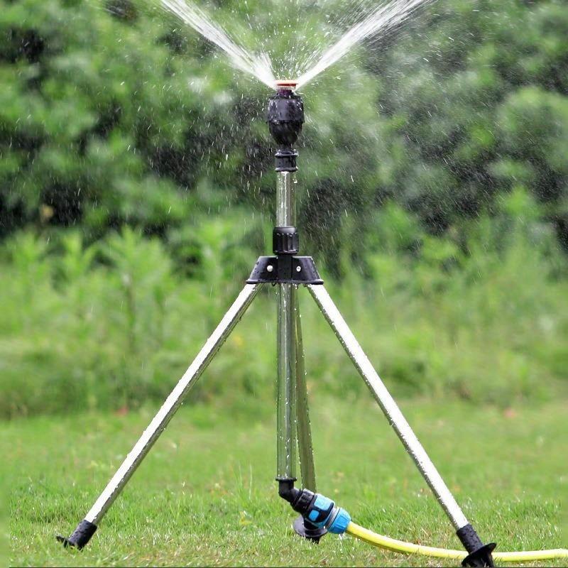 Irrigatore a Treppiede Rotante a 360° per Prato e Giardino Supporto Telescopico Testa dell'Irrigatore su Treppiede Acciaio Inossidabile