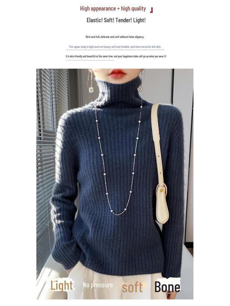 Damen Strickpullover mit hohem Kragen: Lässiger, schlank geschnittener Pullover für Herbst und Winter