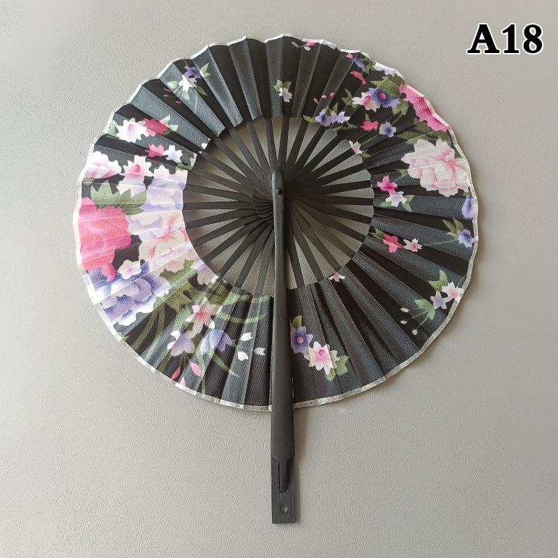Runder Bambus-Handfächer Chinesischer Stil Blumenmuster Tragbarer Faltfächer Mit Quaste Hochzeitstanz Handgehaltene Fächer Party-Dekoration Geschenk