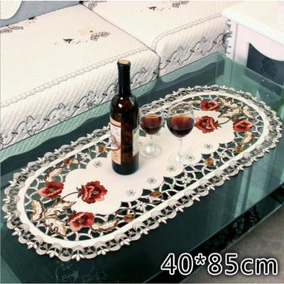 Tovaglia ovale in pizzo ricamato vintage, decorazione per matrimonio, 40*85 cm, cuscino