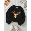 European sizes Girls Soft Crewneck Sweatshirt Deer Head with Roses And Birds Print, Casual for Fall Winter, Ideal Holiday Present.
