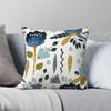 Blue And Yellow Floral Square Pillowcase Polyester Linen Velvet Pattern Decorative Throw Pillow Case Home Cushion Case