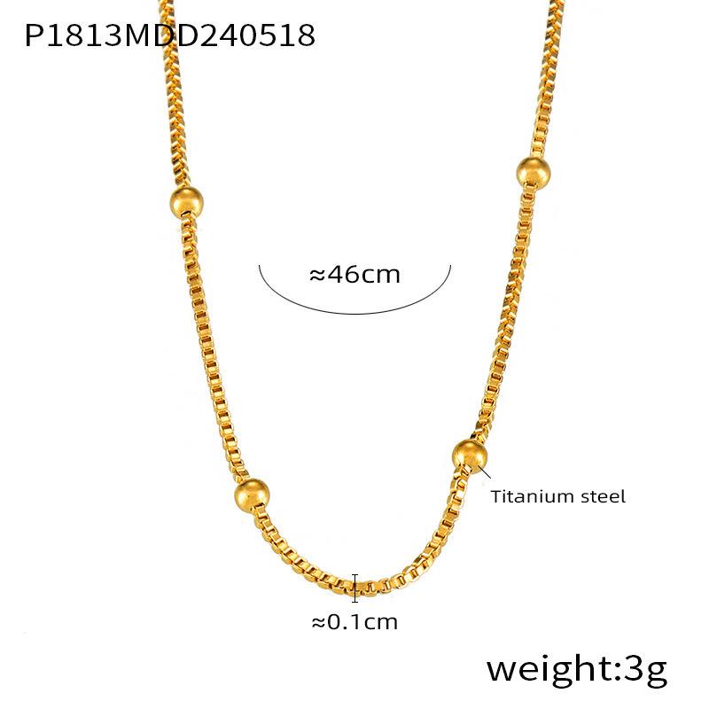 Stapelbare Halskette aus Titanstahl, runde Perlen für Damen, Schlangenknochen-Kettenhalskette, lichtecht