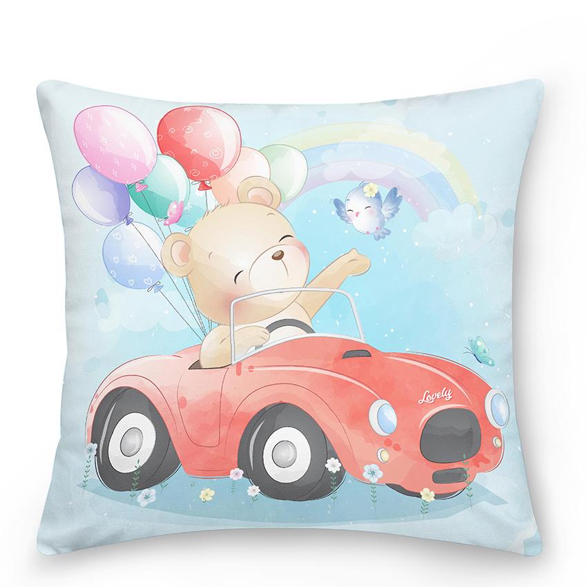 Bedroom Living Room Sofa Pillowcase Cute Panda Animal Print  Cartoon Cushion Cover Blue Home