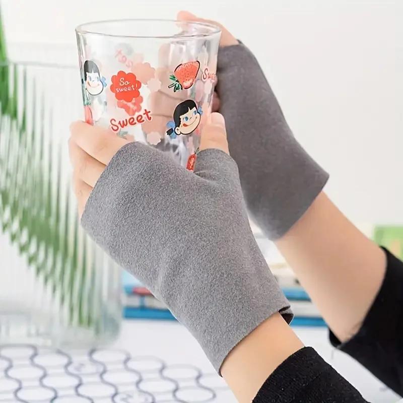 1 Paar Deutsch Samtähnliche Touchscreen-Handschuhe - Winter Warme Halbfinger Fingerlose Handschuhe, Weiche Handfläche für Smartphones/Tablets
