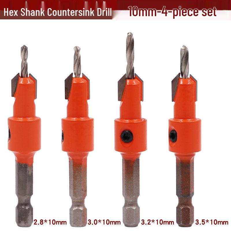 Hex Shank Alloy Taper Hole Countersink Drill Bit for Woodworking & Furniture Installation