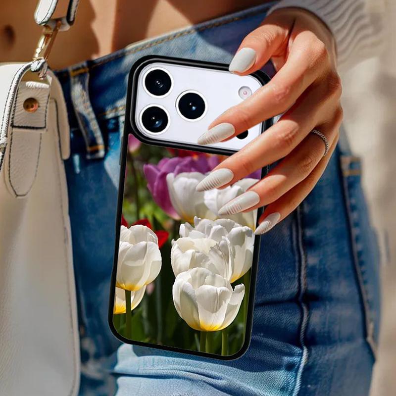 Spring Tulips Flower Phone Case For iPhone 17 Air 14 15 13 12 Max Cover For Apple 16e 11 Pro Max Plus Coque