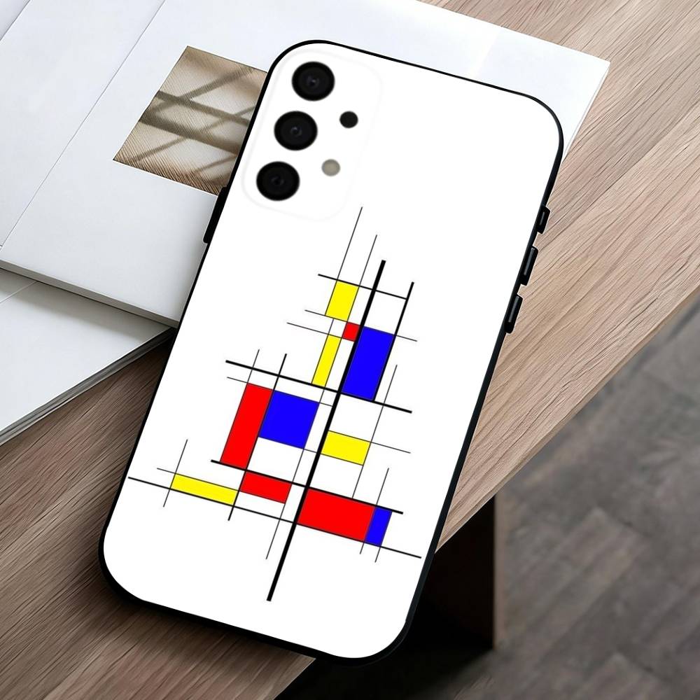 M-Mondrian-B-Bauhaus A-Abstract Shapes  Phone Case For Samsung Galaxy A73,A72,A71,A70,A53,A52,A51,Others Soft Black Cover