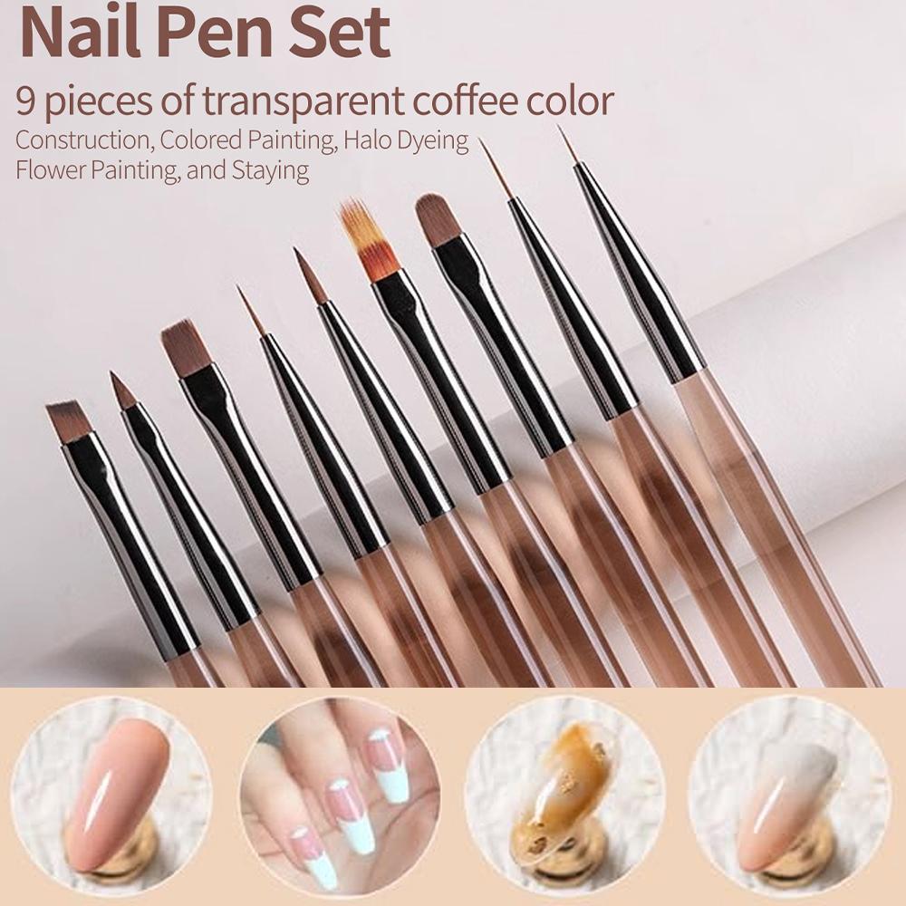 LINMANDA 9Pcs Nail Brush Liner Painting Pen Manicure Acrylic Drawing Brush for Nail Art Design Nails Tip Display Painting Tool