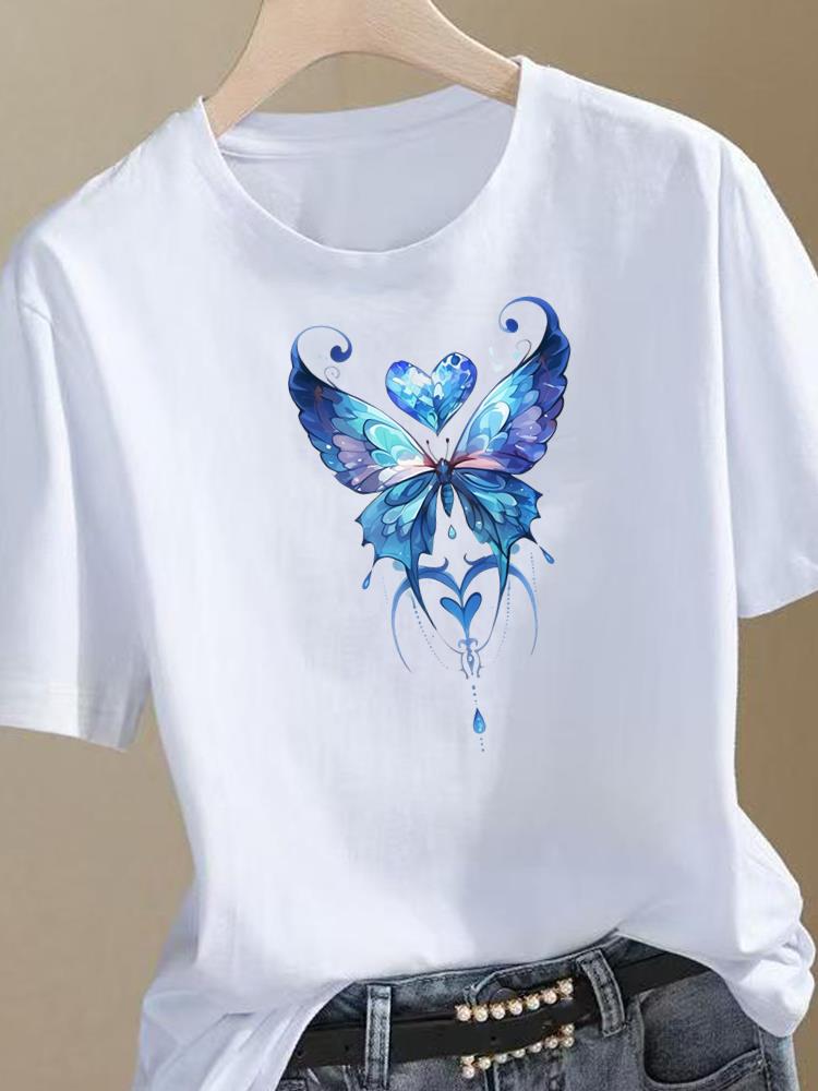 (Asian Size) Trend Flower Sweet Clothing Top Short Sleeve Graphic T-shirts Print Female T Shirt Woman Women Fashion Tee