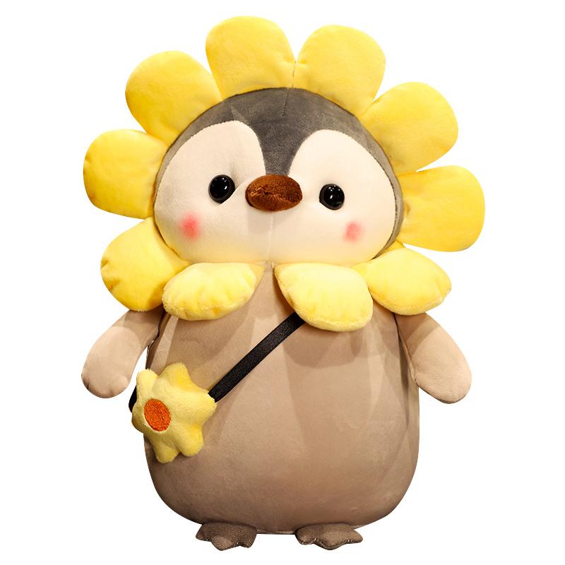 25 cm Kawaii Pinguin Plüschtiere Schöner Pinguin verwandelt sich in Dinosaurier Sonnenblumenpuppen Gefüllte weiche Kissen Puppenspielzeug für Kinder Mädchen Geschenk