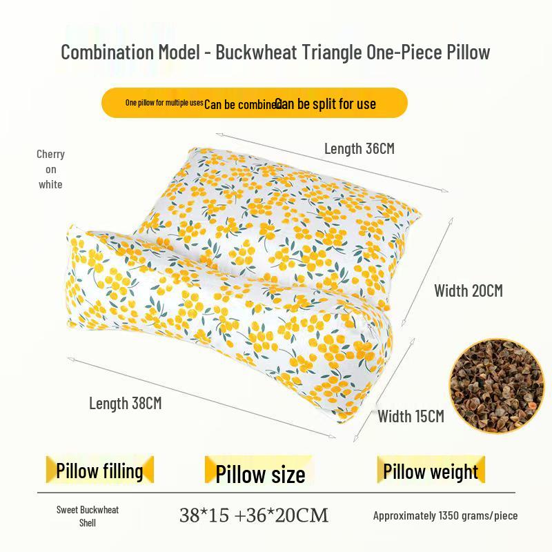 Buckwheat Husk Diamond-Shaped Neck Pillow: Multi-Functional, Detachable, Washable Floral Design
