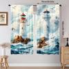 2PCS Digital Printed Curtains, Two Lighthouses Nautical Coastal Scene, Window Treatments for Living Room Bedroom Home Decoration