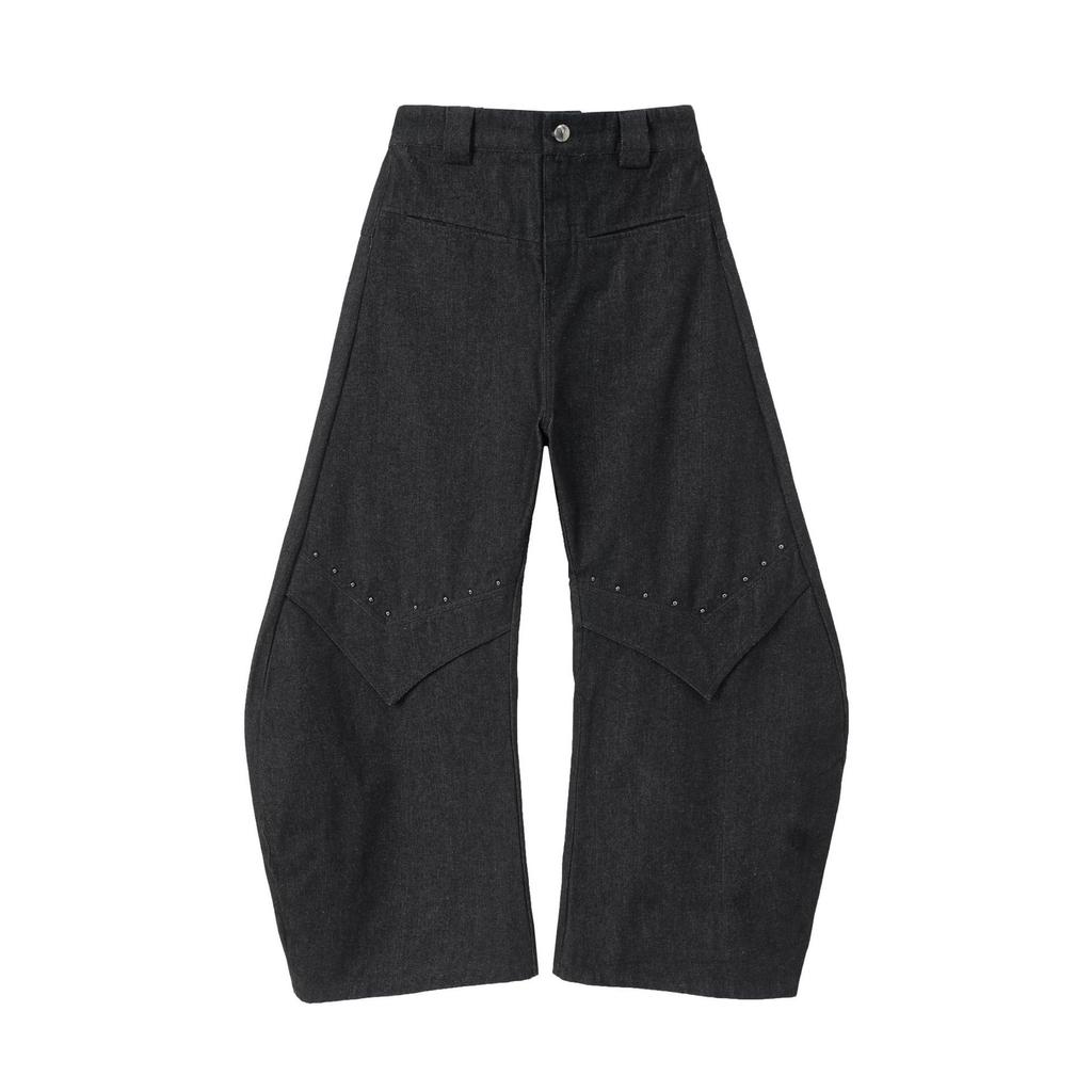 JYL Men's Bootcut Jeans  Rivet Deconstructed Loose Trendy Design Denim