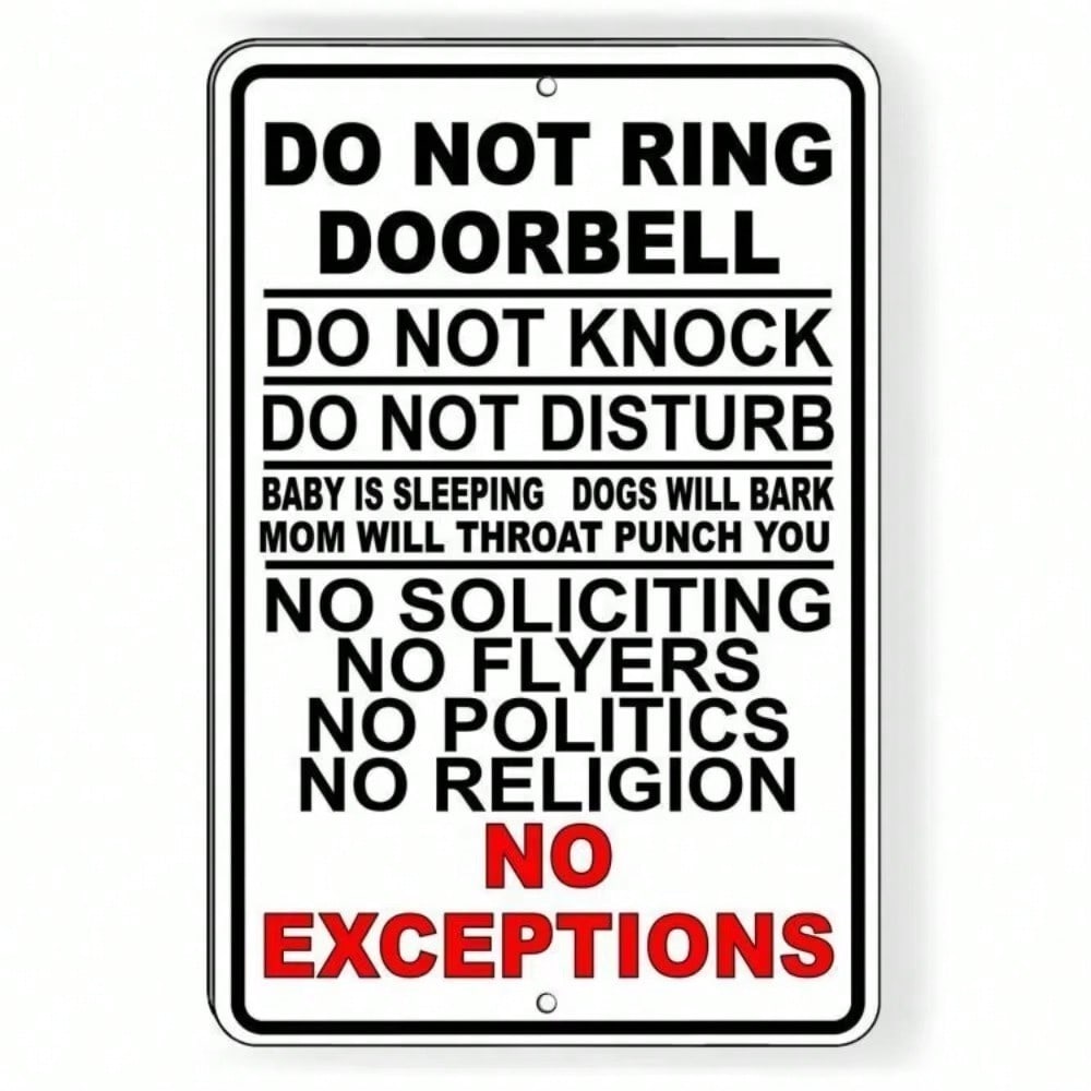 

No Knock No Soliciting Sign Door Metal Tin Plate Weatherproof 20X30 різнокольоровий