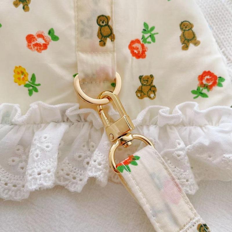 Dog Cat Harness Leash Set Adjustable Lace Floral Pet Harness Vest Cute Puppy Dog Princess Dress Skirt Walking Lead Chihuahua Pug