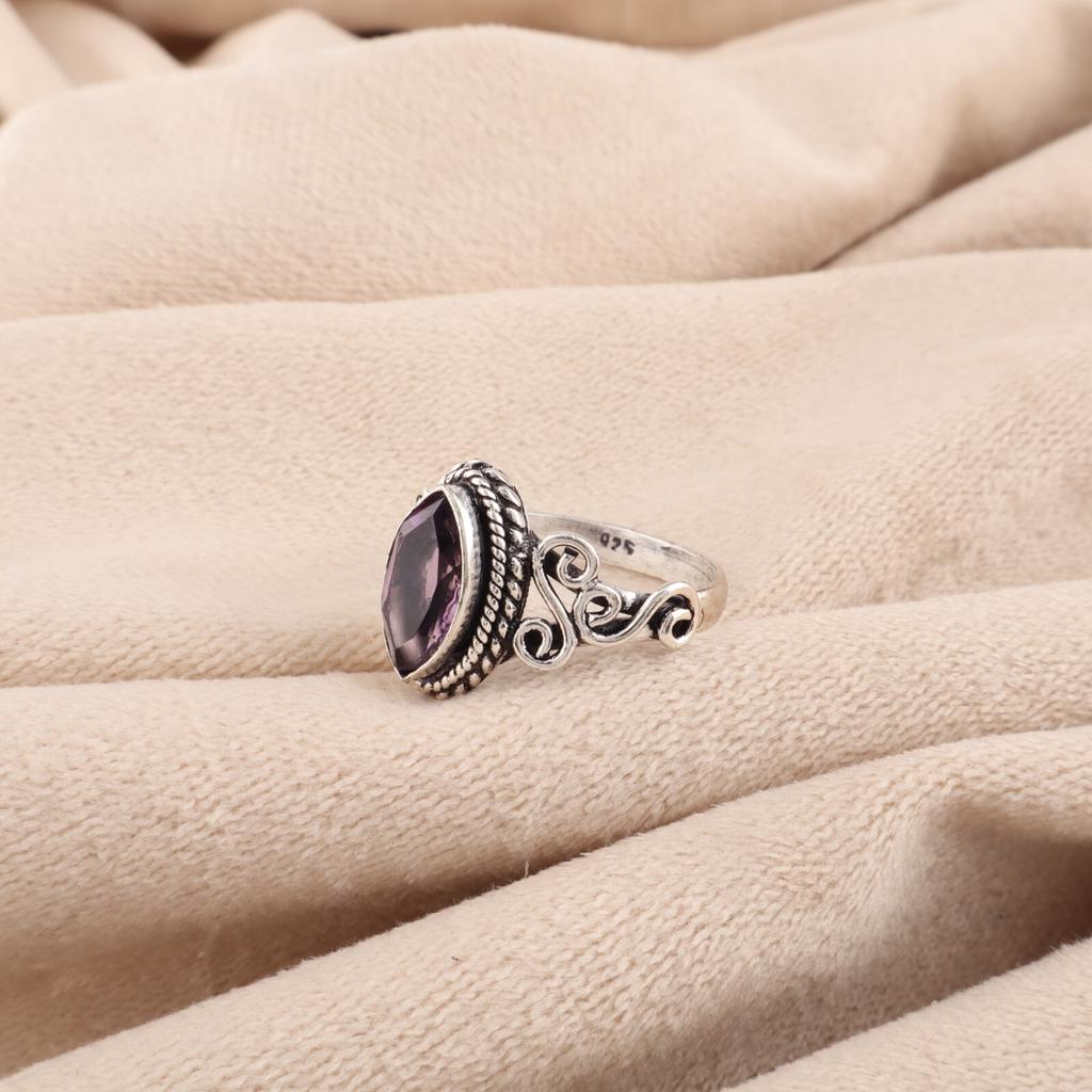 Amethyst Gemstone 925 Sterling Silver Jewelry Handcrafted Ring For Birthday Gift PR-1-6