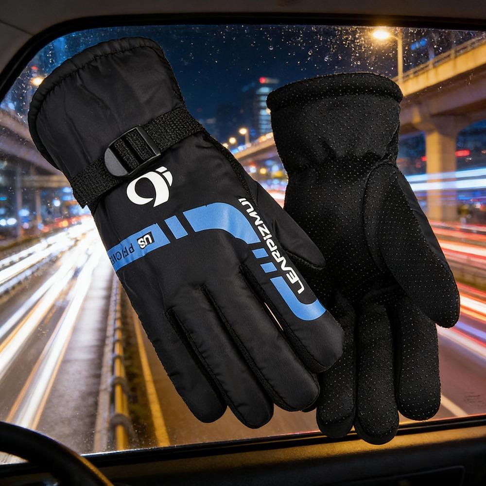 Autumn and winter skiing warm gloves, thickened anti slip and windproof velvet motorcycle outdoor riding men's gloves