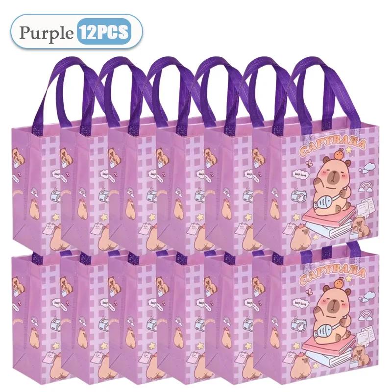 1-48PC Reusable Capybara Cartoon Tote Bag Foldable Gift Bag for Birthday Party Graduation Event Accessories Ideal Christmas Gift