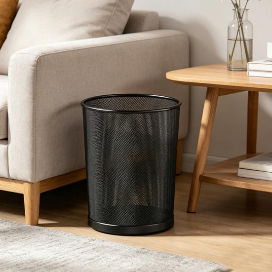 Garbage Can with Polished Rolled Bin Moisture Edges Trash Resistant Rustproof Wastebasket