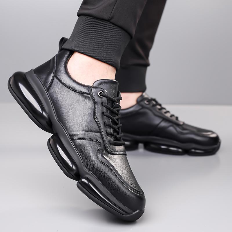 2025 New Arrival Male Flats Men's Leather Sports Shoes Casual Running Shoes Comfortable Walking Shoes Non-Slip Sole Sneakers