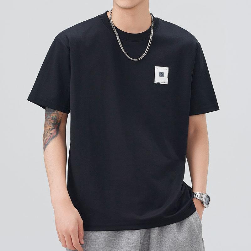 Herren Aktuelles Sommer Bequeme Passform Rundhals Kurzarm T-Shirt Dünnes Bedrucktes Kurzes T-Shirt