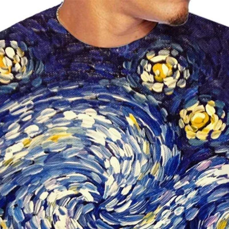 Van Gogh Art T-shirt Flower 3D Printing Men's and Women's Street Wear Short Sleeve T-shirt Clothing