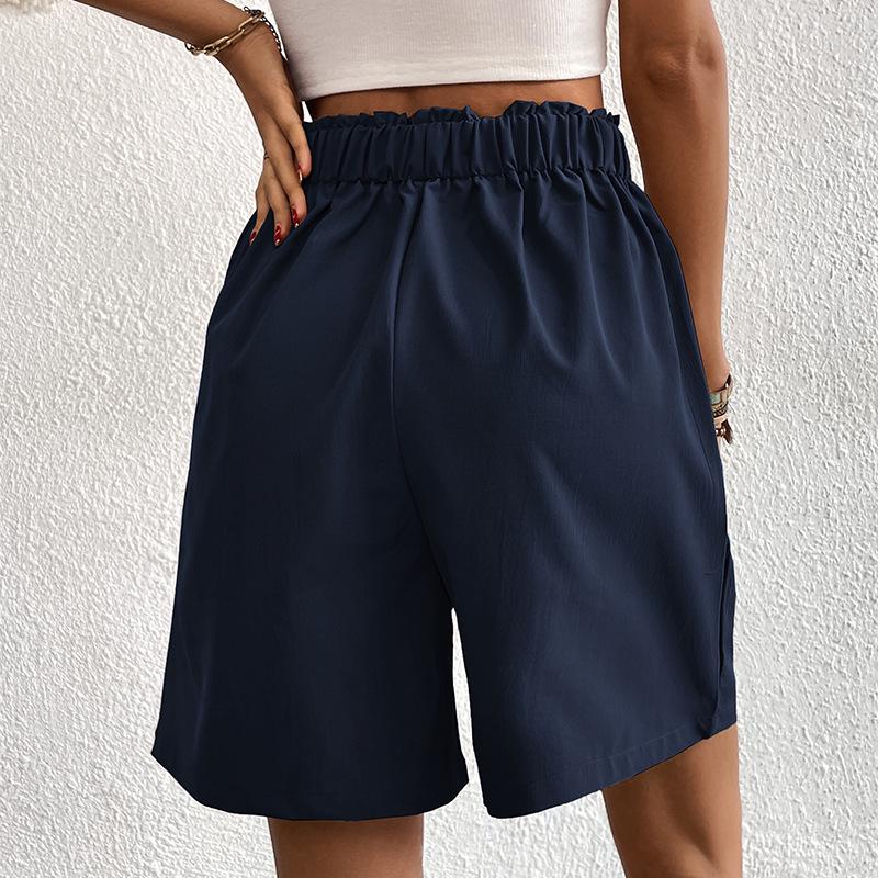 2025 Summer Elegant European & American High-Waisted Wide-Leg Women's Shorts