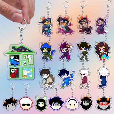 Cartoon Homestuck Keychain Accessories Bag Charms Dave Strider John Egbert Karkat Gamer Keyrings Jewelry Fans Freinds Gift
