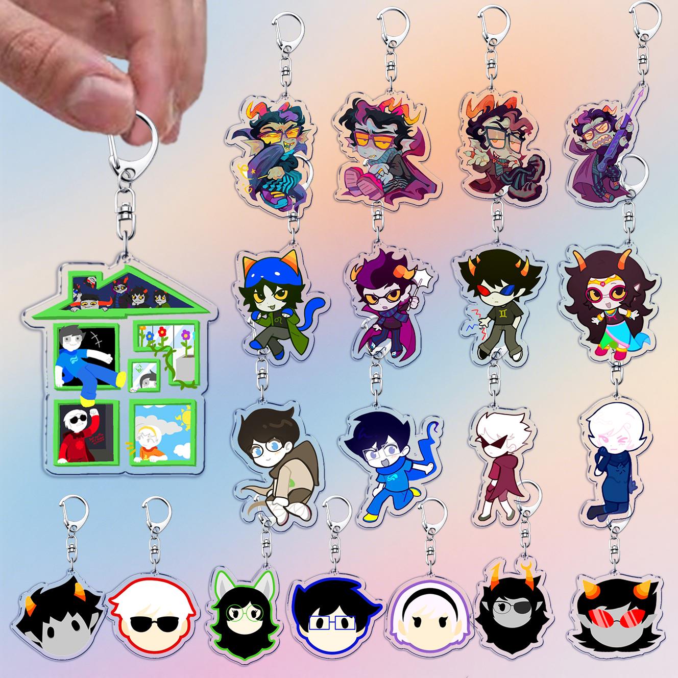Chic Studio Unisex Cartoon Homestuck Keychain Accessories Bag Charms Dave Strider John Egbert Karkat Gamer Keyrings Jewelry Fans Freinds Gift