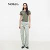 MO&Co. Women's Stretch Cotton Washed Rhinestone Short-Sleeve T-shirt