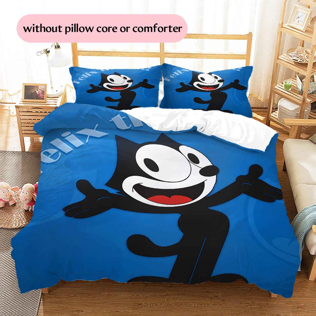 

Felix the Cat Pattern Bedding Quilt Set Home Decoration Gift (1 * duvet cover + 2 * pillowcase without core) 135x200cm