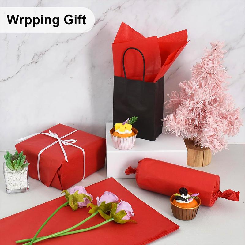 6/12/24PC Flower Wrapping Paper Flower Art Crafts Tissue Paper DIY Gift Packaging Supplies Christmas Red Party Decor 50x75cm
