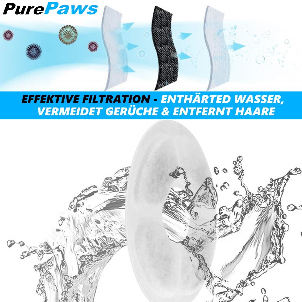 PurePaws Kattefontene Filtersett Drikkefontene Vannautomat Erstatningsfilter 6 stk